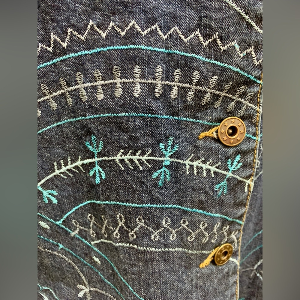 Tradition Country Collection Vintage Denim Jean Jacket Embroidered Sz XL Sequins - Picture 5 of 15
